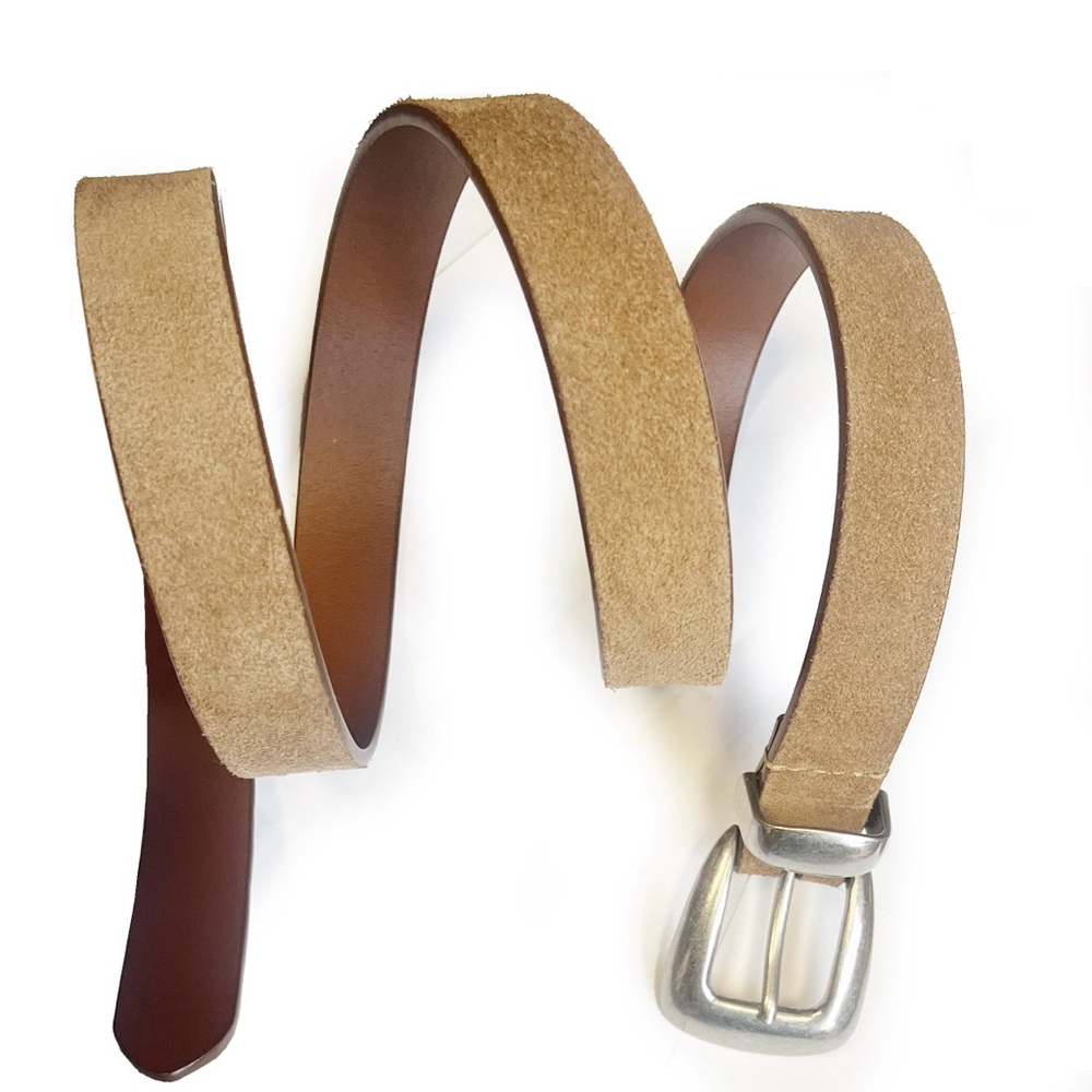Evereve Tan Suede Belt with Silver Buckle